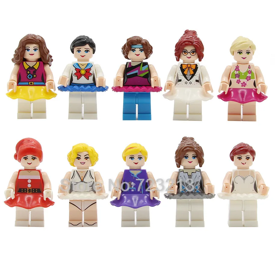 

Girl Dress Suit Figure Set 10pcs/lot Marilyn Monroe Actress Christmas Ballet Dancer Building Block Models Kids Bricks Toys