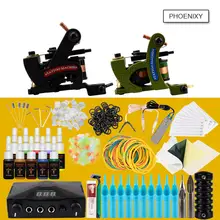 Полный комплект татуировки 2 татуировки манчин пистолет набор черных чернил блок питания ручки для тела художественные инструменты татуировки перманентный Набор Татуировок