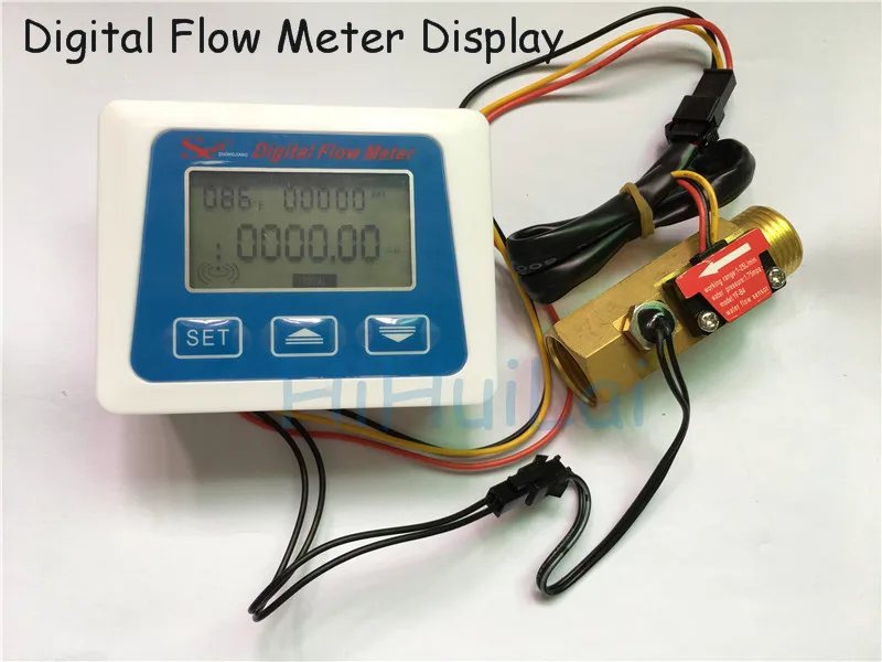 Цифровой расходомер ZJLCD-M-D+ измерения температуры латунь датчик расхода YF-B4 датчика Холла метр