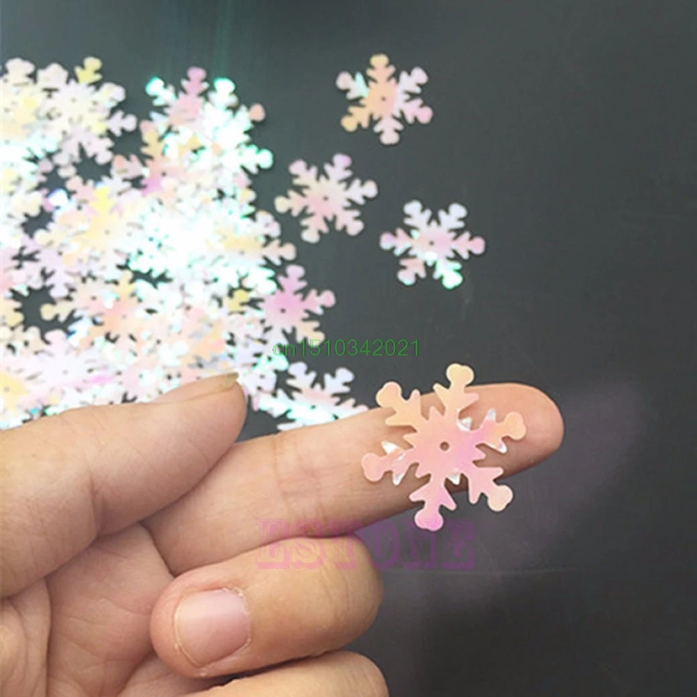 100pcs Christmas Snowflake Iridescent Frozen Snowflake Confetti Sequins Card Scrapbooking 100pcs Christmas Snowflake Iridescent Frozen Snowflake Confetti Sequins Card Scrapbooking