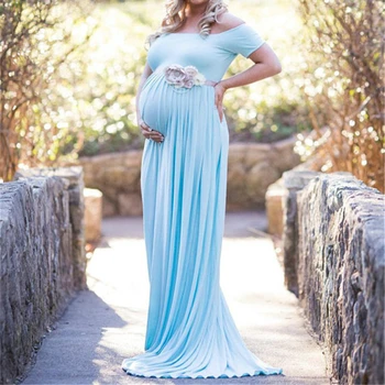 

Summer Maternity Dresses Ladies Off Shoulder Long Maxi Dress Wedding Party Dresses Clothes for Photography Props Plus Size Dress