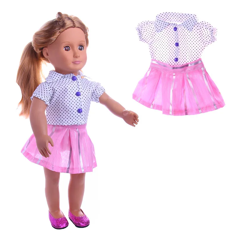 Luckdoll/черная рубашка в горошек с розовой юбкой костюм из двух предметов для