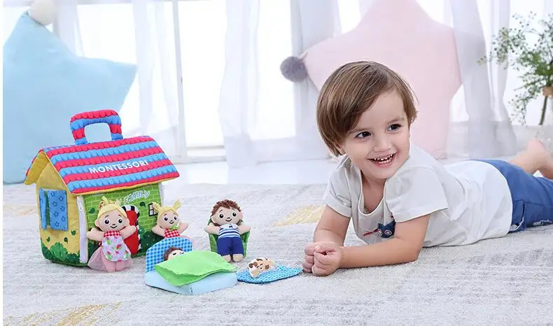 Jollybaby мультфильм мини игровой дом семья родитель-ребенок костюм плюшевая кукла Hhappy семья для Монтессори от 2 до 4 лет ребенок 40% скидка
