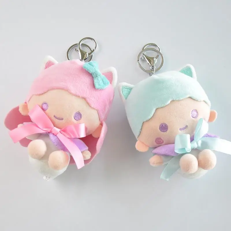 

1 Pc new Cartoon Little Twin Stars Plush Toys Keychain Small Soft Dolls Key Bag Pendants Cute Mini Anime Doll gift