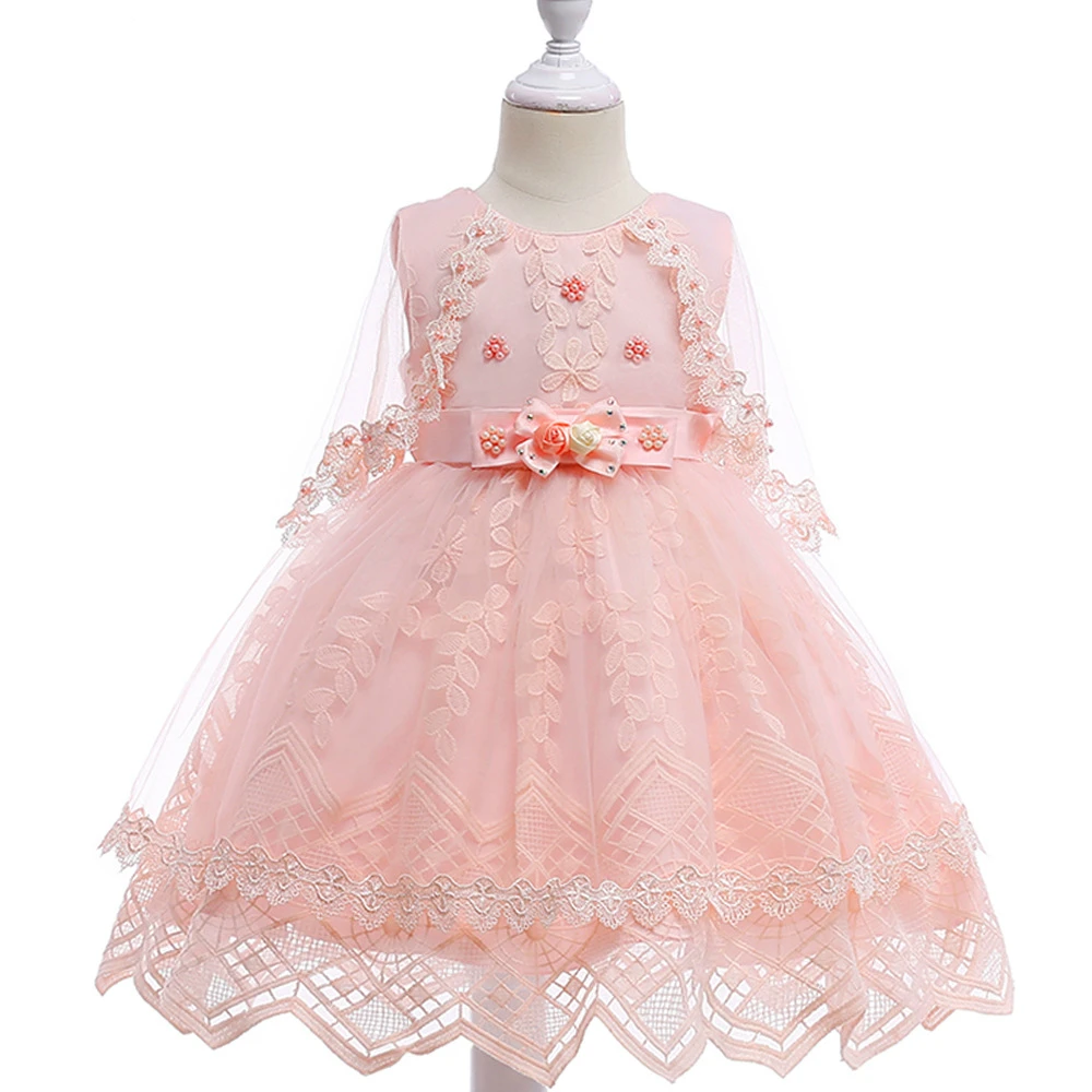 

MQATZ Girls Dress Mesh Pearls Children Wedding Party Dresses Kids Evening Ball Gowns Formal Baby Frocks For Girl 4-8 Yrs