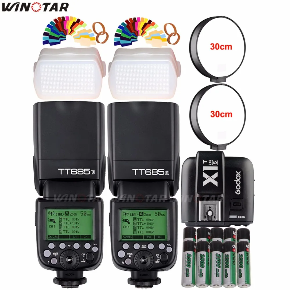 Вспышка Godox TT685S 2 шт. 4G HSS 1/8000 s TTL Speedlite + триггер с X1T S аккумулятор 10x2500 мАч для Sony A77II