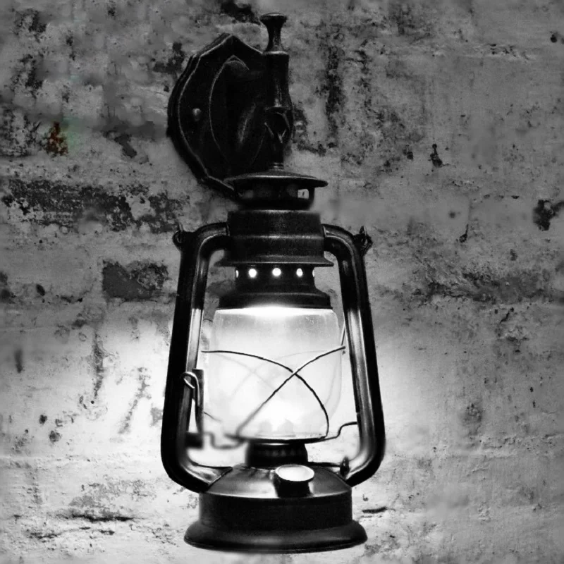 Ретро промышленный настенный светильник, винтажное стекло, керосиновые лампы, E27, железная ржавчина, лофт, светильник, покрытие, внутреннее освещение, украшение для дома, спальни