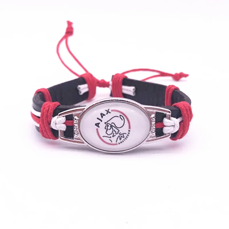 

New Dutch Eredivisie Adjustable Football Sport Teams Ajax Feyenoord Charm Genuine Leather Bracelets & Bangles For Men Women 1PCS