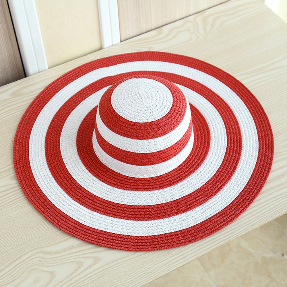 

Fashion Elegant Straw Bow Sun Protection Caps Outdoor Sunhats Women Classic Striped Straw Hat Big Brim Outdoor Beach Caps
