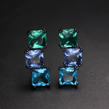 Квадратный красочные boho серьги стержня для Для женщин зеленые стеклянные кристаллы камень Классический женская серьга модные вечерние ювелирные изделия оптом