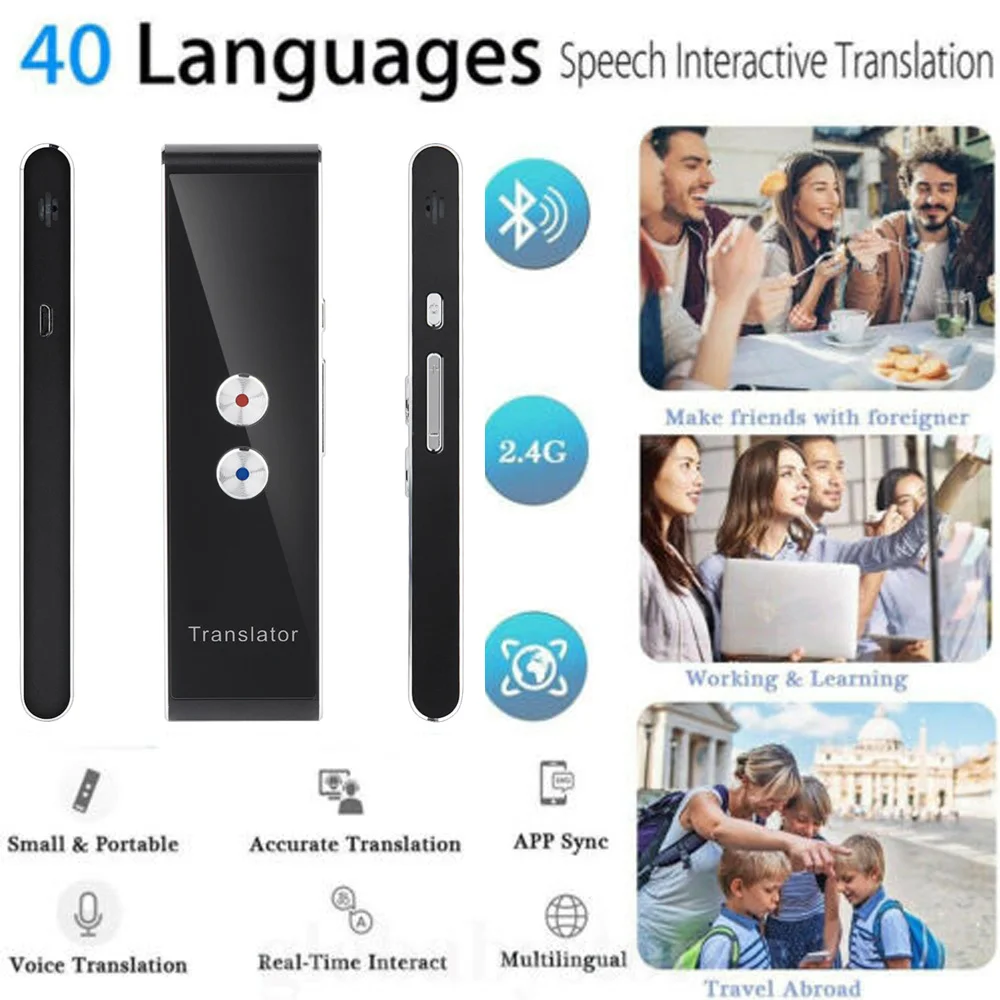 

Portable T8 Smart Voice Translator Real Time Two-way Multi-Language Translator For Learning Travelling Business Meeting