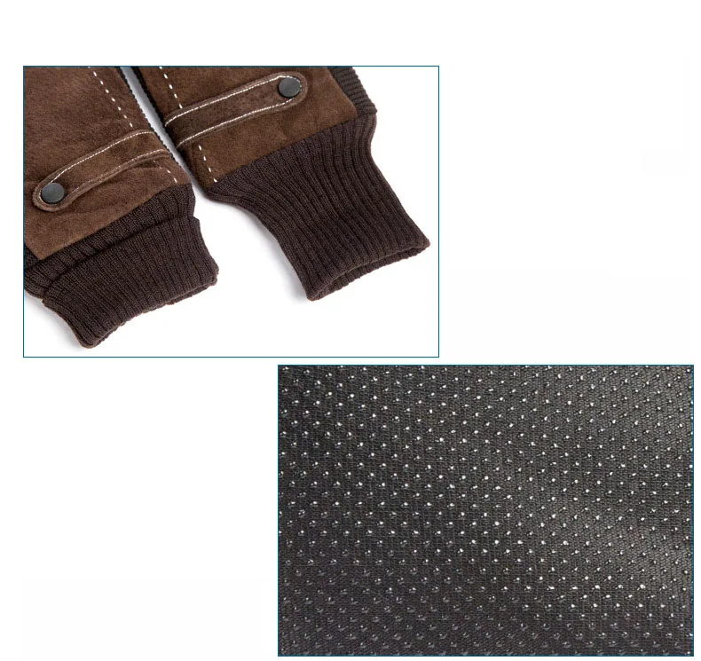 2018 Winter Men's Warm Genuine Leather Gloves for Men Outdoor Sport Riding Gloves Male Black Warm Gloves Mittens Knitted Guantes