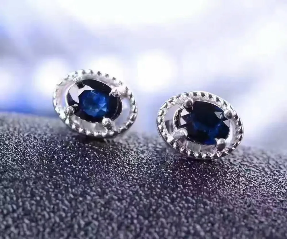 Женские серьги из серебра 925 пробы с натуральным сапфиром | Украшения и