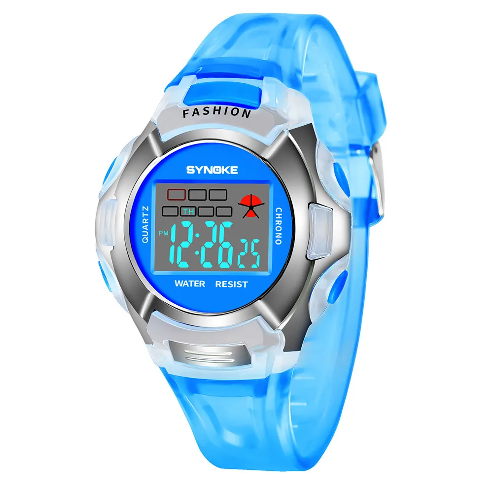 Топ-новый для мальчиков студент Водонепроницаемый спортивные часы светодио дный Digital Date Часы Наручные детские часы цифровые часы