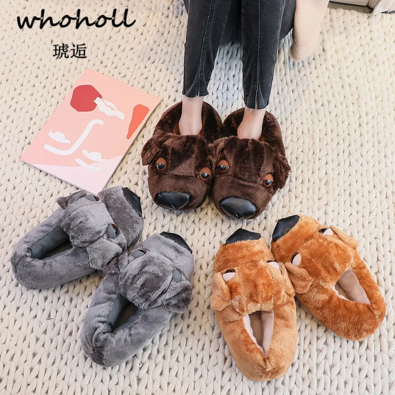 

Women Anime Cartoon Dog Slippers Lovers Warm Indoor Woman Slippers Plush Shoes Girl Home Pantufas House Ladies Slippers Children