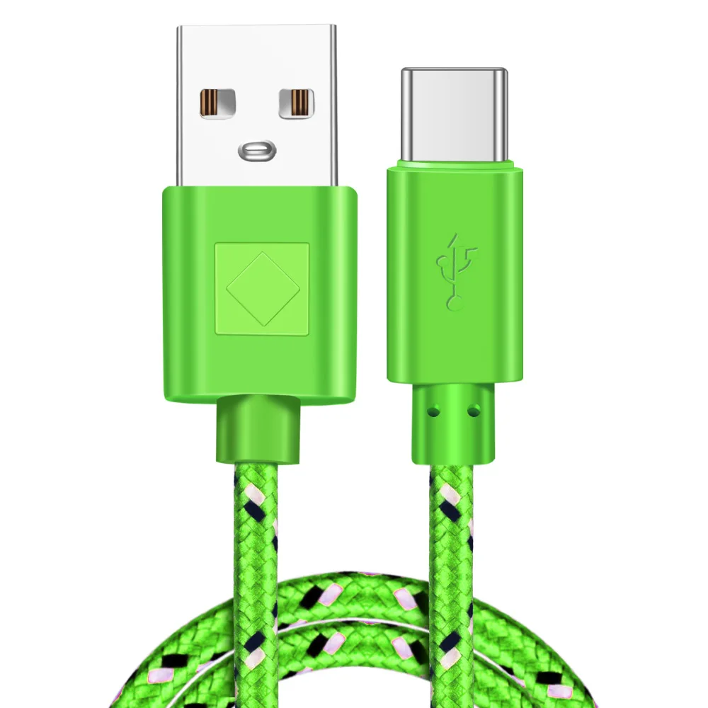 OLAF Mobile Phone Type C Cable for Samsung S9, Fast Charge USB Type-C Cord Cable for Xiaomi mi8 USB Cables for Huawei honor 10 Green Cable