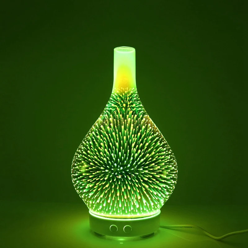 3D Feuerwerk Glas Vase Form Luftbefeuchter mit 7 Farbe Led Nachtlicht Aroma Ätherisches Öl Diffusor Nebel Maker Ultraschall hu
