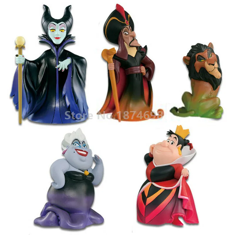 

New Villains Collection Maleficent Aladdin Jafar Lion King Scar Ursula Queen of Hearts Figure Toy Set Kids Toys Children Gifts