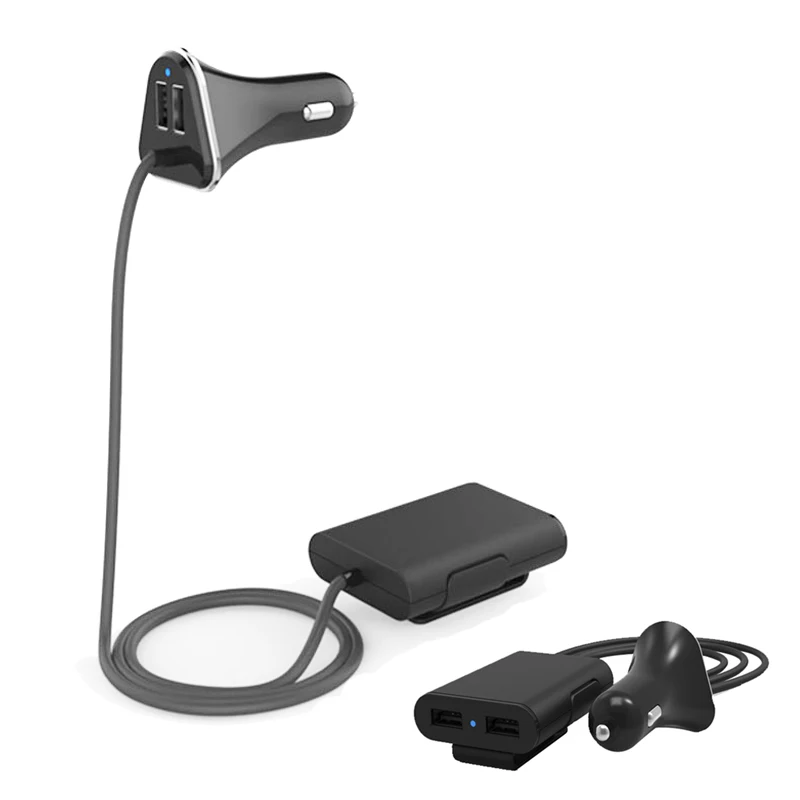 4 USB Автомобильное Зарядное устройство с 1.8 м кабель расширения 9.6a 48 Вт 12-24 В автомобиль USB Зарядное устройство для iPhone 6 S IPad Samsung Galaxy S6 автомобиля Зарядное устройство