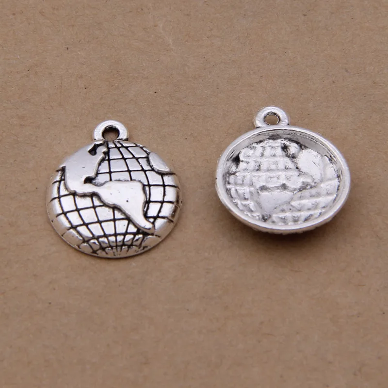

Daisies 150pcs Zinc Alloy Travel Theme Planet Globe Charms Antique Silver Plated Earth World Map Pendant DIY Jewelry 18*15mm