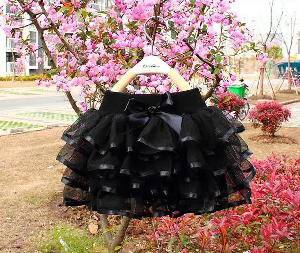Black Skirts Юбки-пачки для девочек юбка-балерина для малышей повседневная детская юбка конфетного цвета на Хэллоуин Детская шифоновая Пышная юбка для дня рождения для девочек - Цвет: Black Skirts