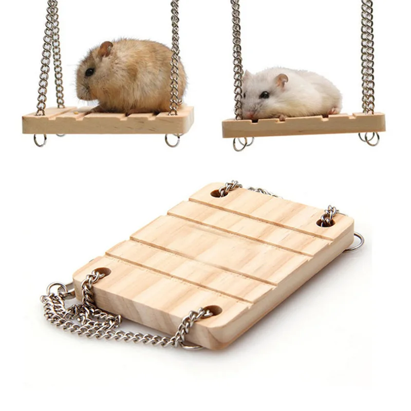 Small Animals Products Hamster Chinchilla Toys Wooden Swing Harness Hanging Bed Parrot Rest Mat Pet Hanging Pet Toys Accessories