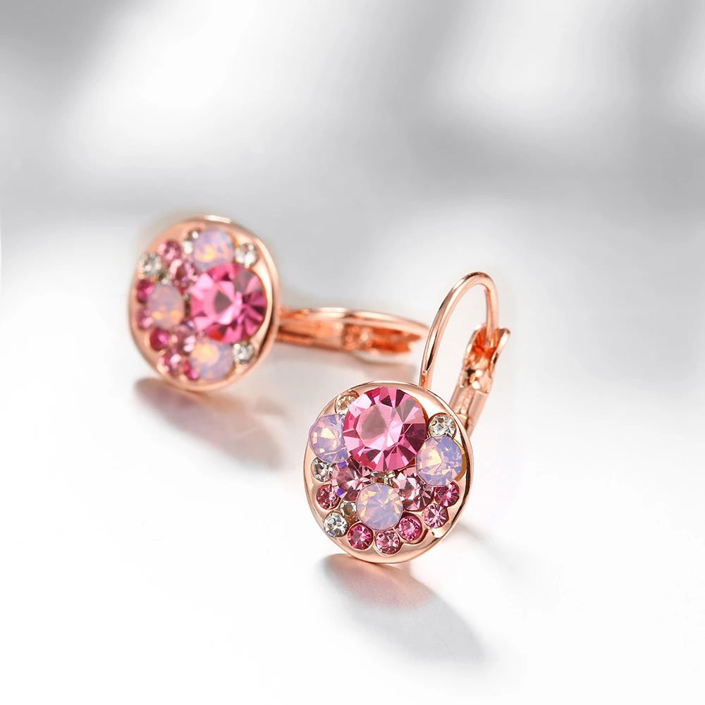 

Luxury Female 4 Color Cubic Zircon Buckle Stud Earrings Women Rose Gold White-Color Earrings For Ladies Jewelry Wholesale