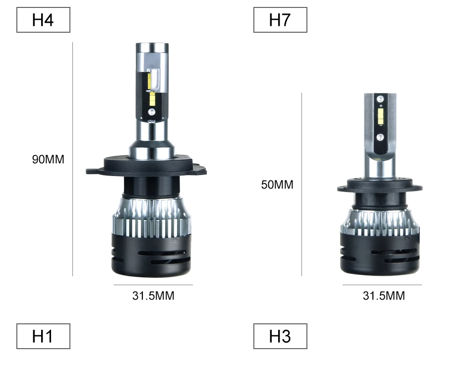 2PCS 6500K H11 LED H7 H4 LED H15 H3 9005 9006 HB3 HB4 Auto Car Headlight Bulbs 50W 10000LM Car Styling 12V CSP Chip MINI series (11)