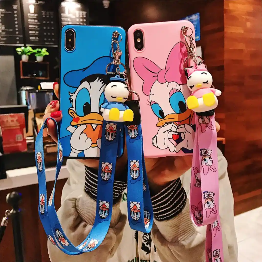 かわいい 3d デイジーケースのための Iphone Xs 最大ドナルドダック裏表紙 Iphone X Xs Xr 6 7 8 プラス漫画美少女戦士 セーラームーンケース スタンダー ストラップ フィットケース Aliexpress