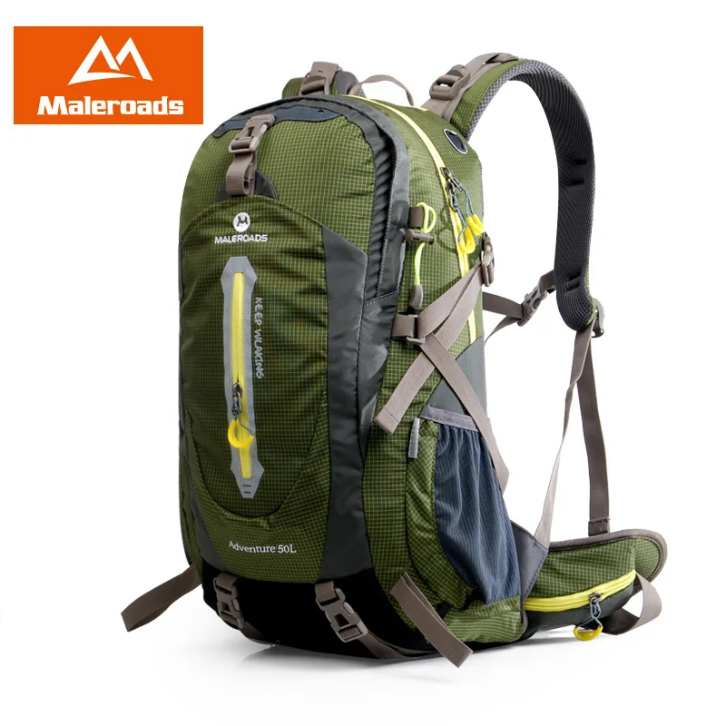 Maleroads, уличная спортивная сумка, рюкзак для путешествий, рюкзак для скалолазания, школьный рюкзак для скалолазания, походный рюкзак, походный рюкзак, 50л - Цвет: Army Green 50L