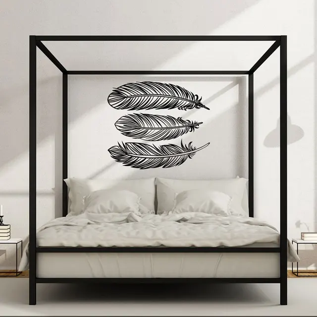 Feathers Wall Decal Set Of 3 Feathers Wall Decor Bohemian Bedroom Decor