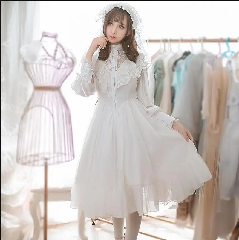 

sweet lolita dress embroidered hollow lace stand victorian dress retro palace gothic lolita op kawaii girl vestido lolita loli