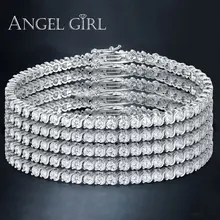 Ангел девушка женские роскошные белые золотые цвета Круглый, прозрачный CZ теннисные браслеты и браслеты для элегантных вечерние ювелирные изделия 5 штук 601031