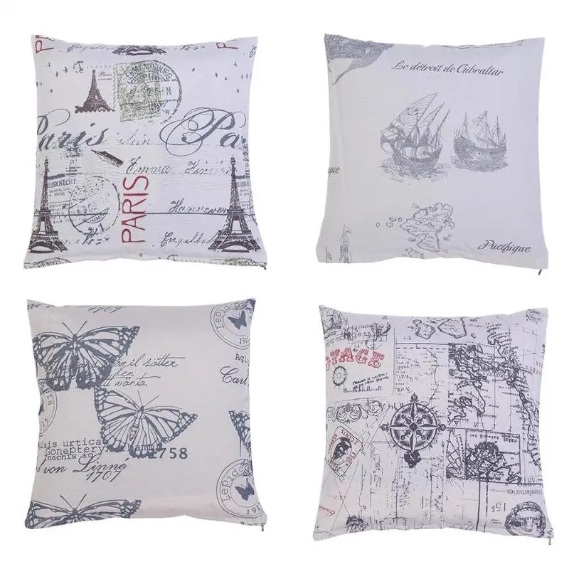 

45x45cm Scenery Printing Waist Bed Pillow Cushion British Style Office Household decorative Hugging Pillow Case Cover E5M1