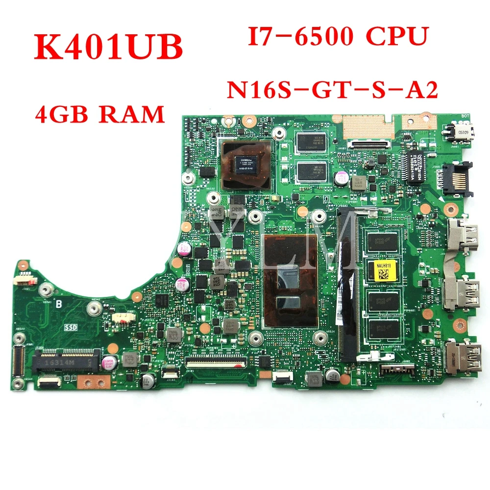  K401UB I7-6500 CPU 4GB RAM mainboard REV2.0 For ASUS K401U K401UB Laptop motherboard 90NB0AD0-R0001