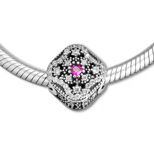 Подходит для Pandora Браслеты сказочное сокровище бусины с Кристалл церизы и прозрачными камнями 925 пробы серебряные ювелирные украшения Подвески