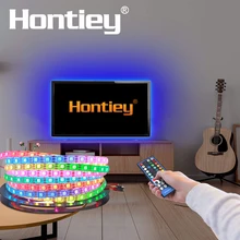 Hontiey LED Strip light SMD5050 2835 DC12V 60Leds/m 5m/roll RGB RGBW RGBWW DIY waterproof flexible decoration lamp Aquarium TV