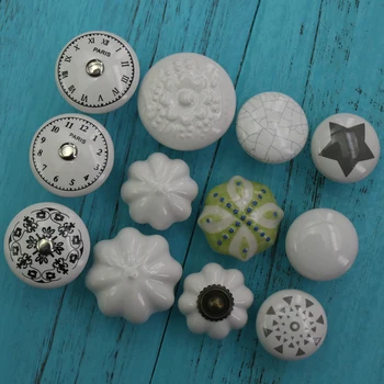 1x White Porcelain Knobs Kitchen Cabinet Pulls Dresser Drawer Cupboard Door Ceramic handle knobs