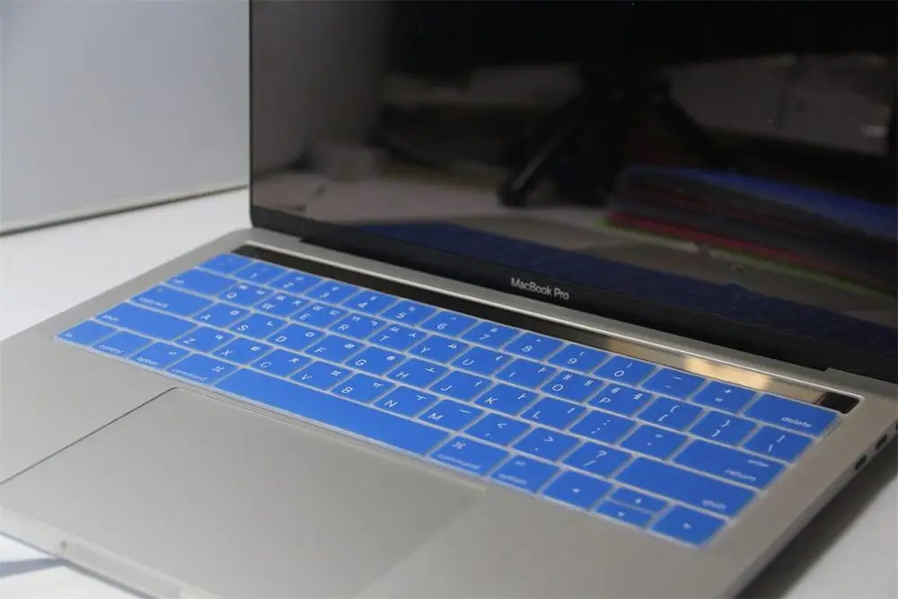 Корейский Язык силиконовый чехол для клавиатуры кожи для нового MacBook Pro с сенсорной панелью, 13, 15 дюймов, A1989 A1990& A1706 A1707 - Цвет: Dark Blue