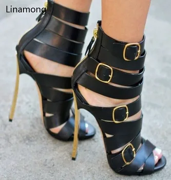 

Hottest Selling Peep Toe Sexy Gladiator Sandal Boots Cut-outs Buckle Strap Summer Ankle Sandal Boots Women Casual Sandals