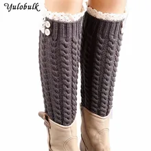 Зимний Теплый Вязаный гетры для женщин, кружевные манжеты для сапог с пуговицами, женские сапоги, носки гетры для взрослых, для утепления ботинок, теплые
