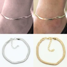 fashion metal flat snake chain anklet bracelet on the leg for women beach ankle bracelet foot chain jewelry