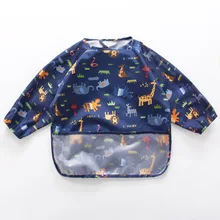 Водонепроницаемые Мультяшные детские нагрудники для девочек, одежда для кормления с длинными рукавами для детей, От 1 до 4 лет