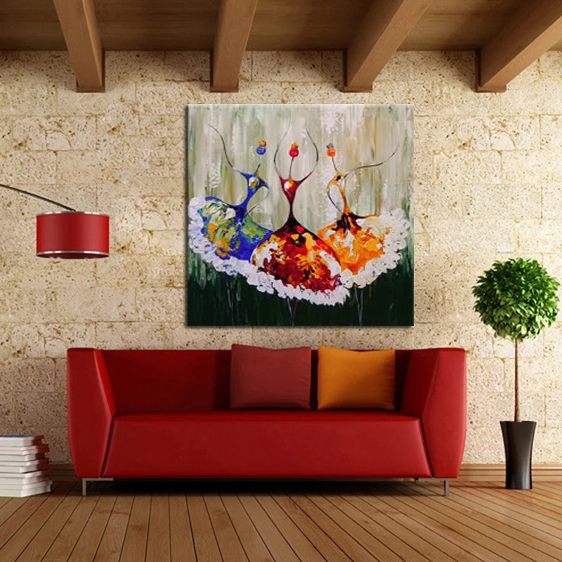 100-Hand-painted-Canvas-Oil-Paintings-Ballet-Girl-Abstract-Art-Pictures-Dancer-Wall-Stickers-Kids-Room