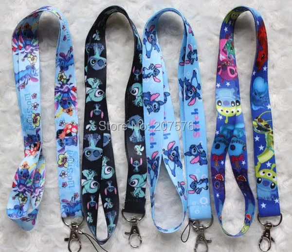 

Free Shipping 50pcs Lilo & Stitch key lanyards id badge holder keychain straps for mobile phone Free Shipping H-73