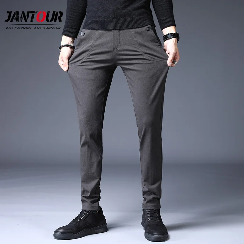 

Autumn Winter Fashion 2019 New High Quality Cotton Men Pants Straight Long Male Classic Business Casual Trousers Full Length Mid