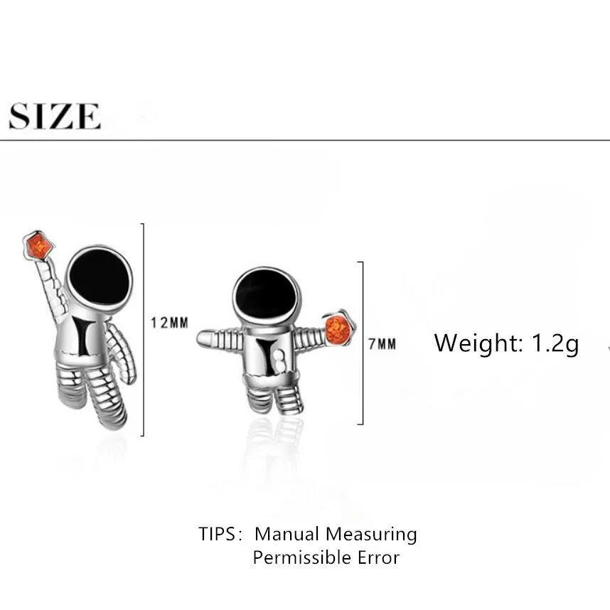 Изысканные серьги-гвоздики с космической планетой астронавтом для женщин, трендовые креативные 925 пробы, Серебряные вечерние ювелирные изделия в подарок, SAE384