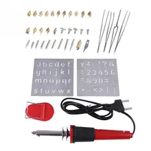40 шт. 30 Вт Электрический паяльник ручка насадки для паяльника набор пирография насадки для инструментов алфавит, цифры трафареты для символов ЕС вилка