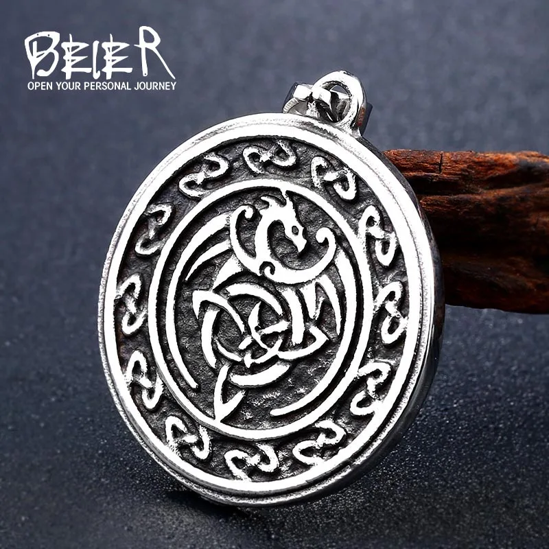 

Beier 316L stainless steel Nordic Vikings Triangle fashion Runes Jewelry Dragon Necklaces & Pendants high quality jewelry LP295
