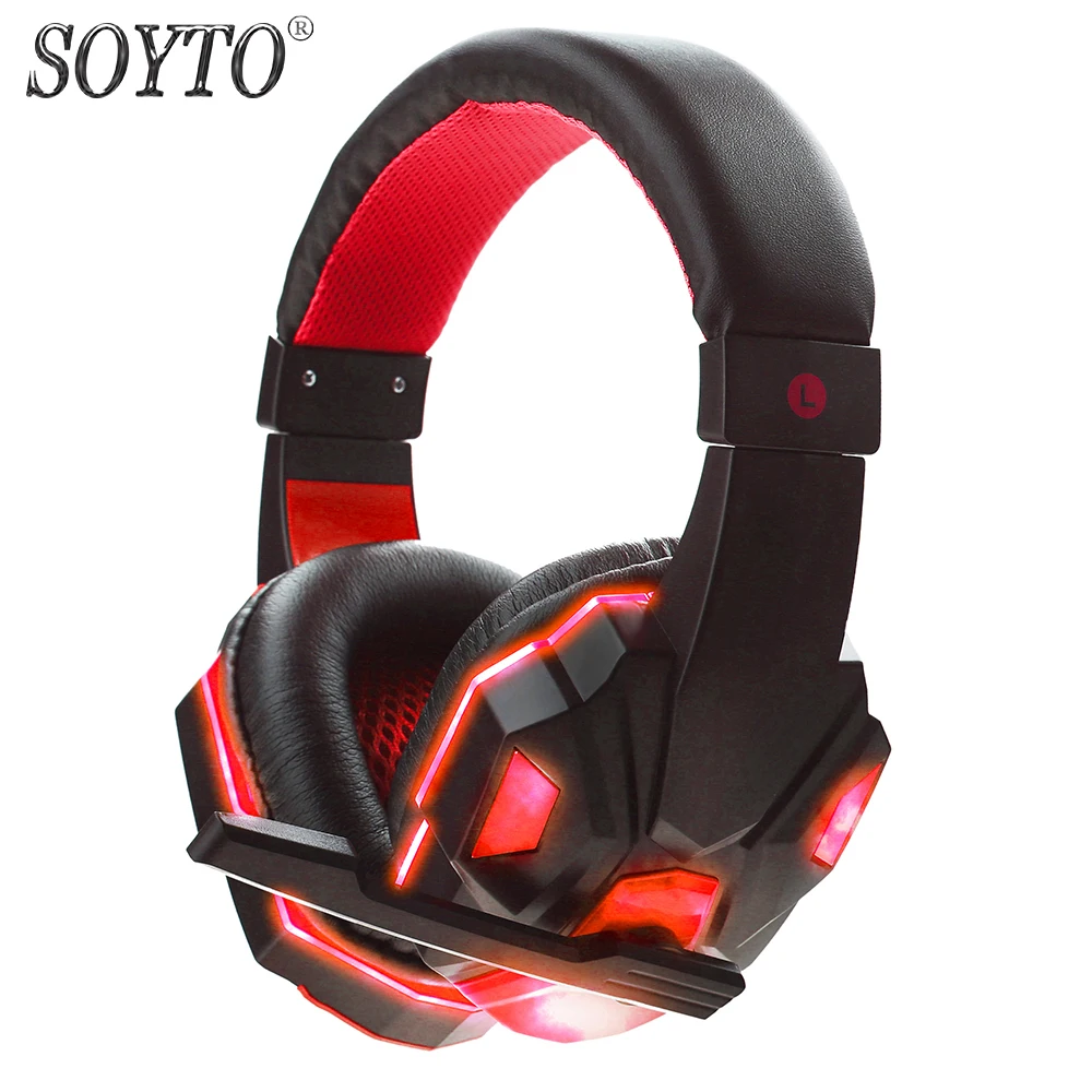 SOYTO SY830MV оригинальные Проводные Игровые наушники для ПК светодиодный стерео Бас светящиеся наушники Fone de Ouvido аурикулярный с микрофоном